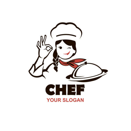 chef woman design with dish in hand isolated on white backgroundのイラスト素材
