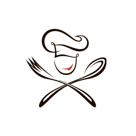 abstract chef man design with spoon and fork isolated on white backgroundのイラスト素材