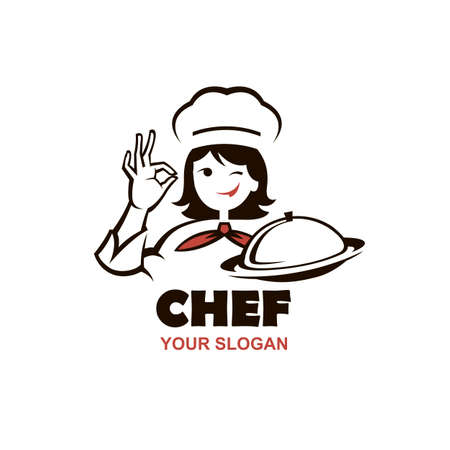 chef woman design with dish in hand isolated on white backgroundのイラスト素材