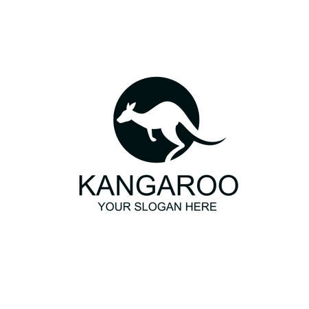 abstract jumping kangaroo icon isolated on white backgroundのイラスト素材