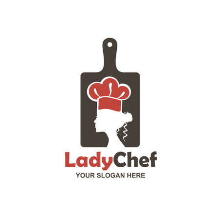 chef woman design on cutting board isolated on white backgroundのイラスト素材