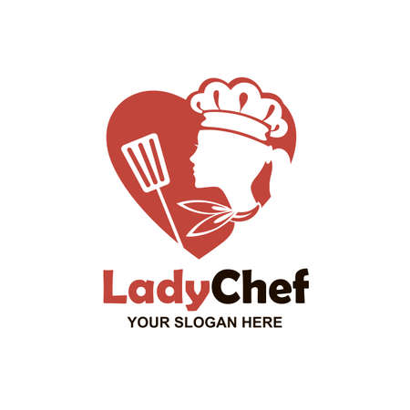 chef woman silhouette with heart isolated on white backgroundのイラスト素材