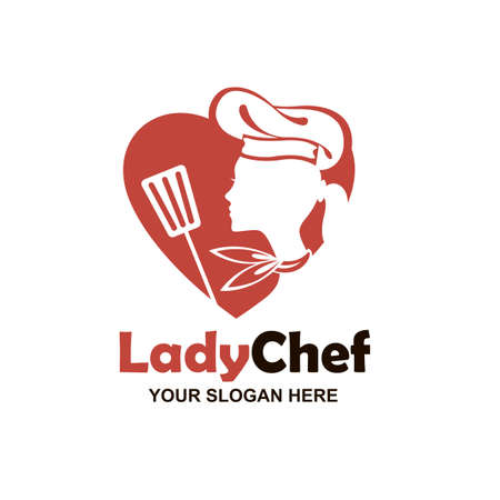 chef woman silhouette with heart isolated on white backgroundのイラスト素材