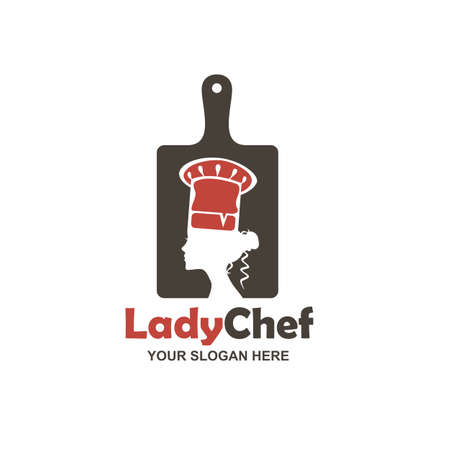 chef woman design on cutting board isolated on white backgroundのイラスト素材