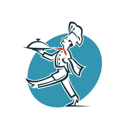 Illustration of chef with a dish in handのイラスト素材