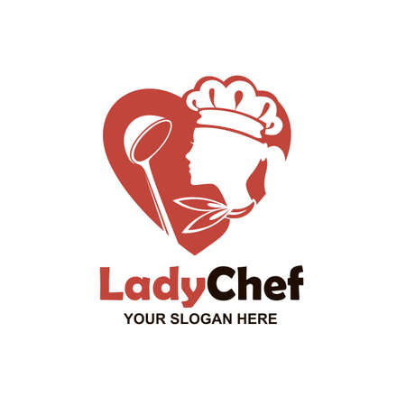chef woman silhouette with heart isolated on white backgroundのイラスト素材