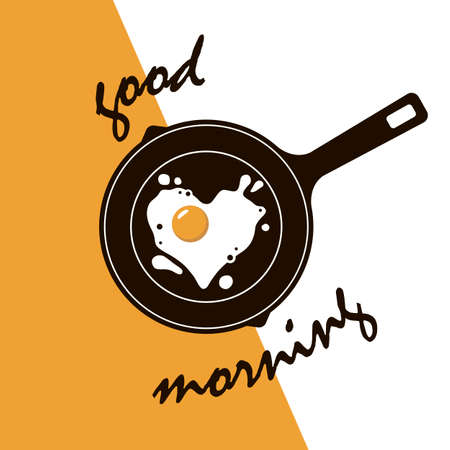 cooking process of fried egg on pan isolated on white backgroundのイラスト素材