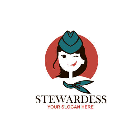 stewardess icon with neckerchief isolated on white backgroundのイラスト素材