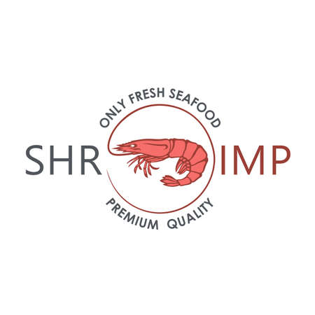 label of fresh shrimp isolated on white backgroundのイラスト素材