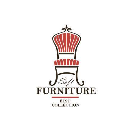 soft furniture label with chair isolated on white backgroundのイラスト素材