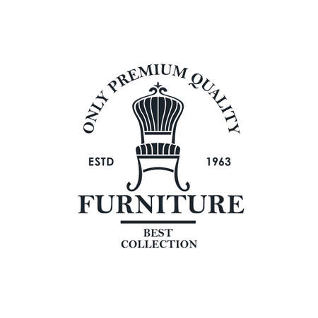 soft furniture label with chair isolated on white backgroundのイラスト素材