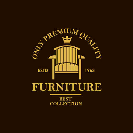 soft furniture label with armchair isolated on black backgroundのイラスト素材