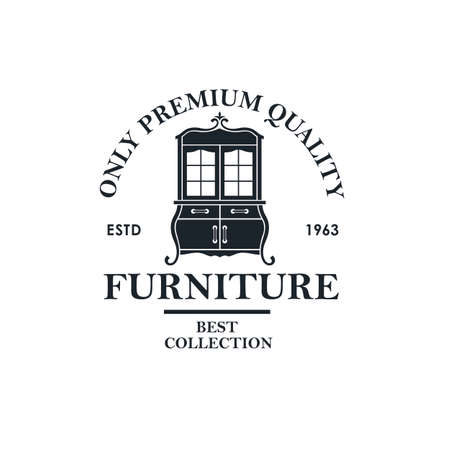 cabinet furniture label with vintage commode isolated on white backgroundのイラスト素材