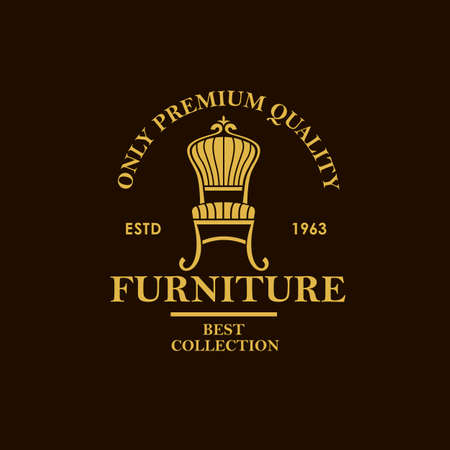 soft furniture label with chair isolated on black backgroundのイラスト素材
