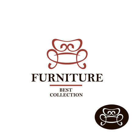 soft furniture lable with armchair isolated on white backgroundのイラスト素材