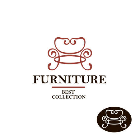 soft furniture lable with armchair isolated on white backgroundのイラスト素材