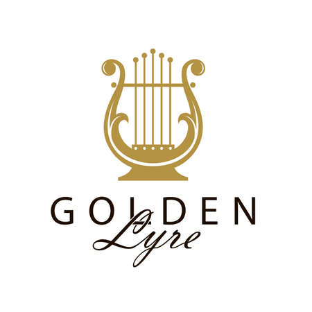 golden ancient lyre icon isolated on white backgroundのイラスト素材