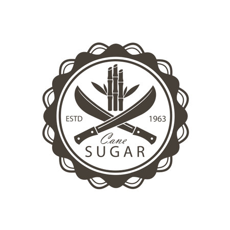 cane sugar production emblem isolated on white backgroundのイラスト素材
