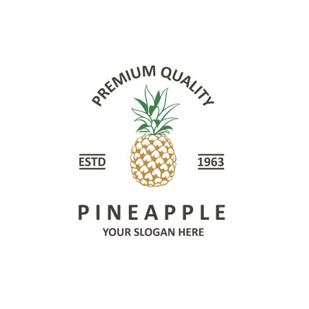 emblem of pineapple tropical fruit isolated on white backgroundのイラスト素材