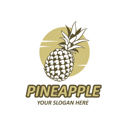 emblem of pineapple tropical fruit isolated on white backgroundのイラスト素材