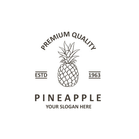 emblem of pineapple tropical fruit isolated on white backgroundのイラスト素材