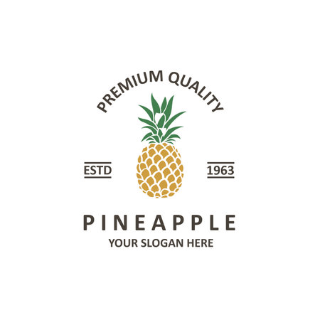 emblem of pineapple tropical fruit isolated on white backgroundのイラスト素材