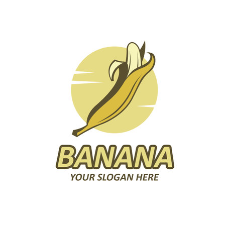 emblem of banana tropical fruit isolated on white backgroundのイラスト素材