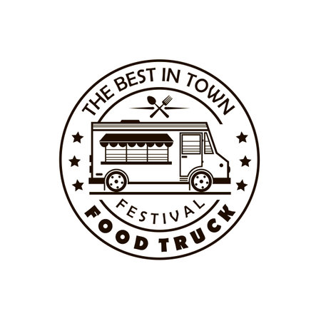 street food truck emblem isolated on white backgroundのイラスト素材
