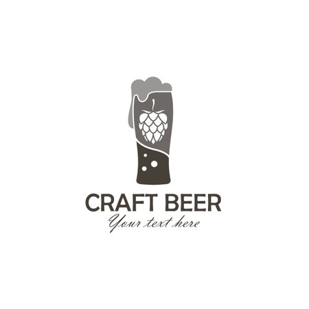 label of beer glass and hops isolated on white backgroundのイラスト素材