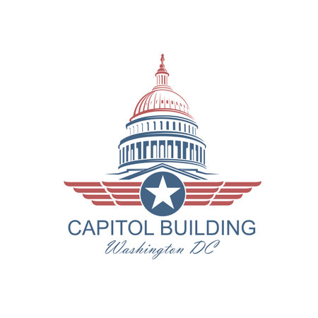 United States Capitol building icon in Washington DC isolated on white backgrpoundのイラスト素材