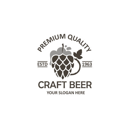label of beer glass and hops isolated on white backgroundのイラスト素材