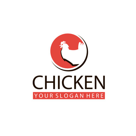 farm chicken label design isolated on white backgroundのイラスト素材