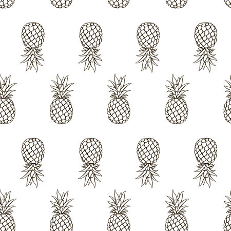 seamless pattern with pineapple tropical fruitのイラスト素材