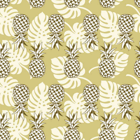 seamless pattern with pineapple tropical fruitのイラスト素材