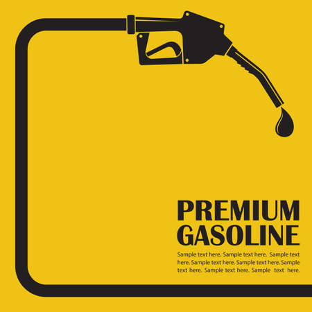 gasoline fuel pump nozzle poster isolated on yellow backgroundのイラスト素材
