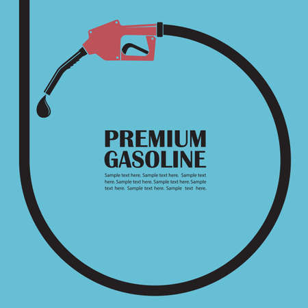 gasoline fuel pump nozzle poster isolated on blue backgroundのイラスト素材