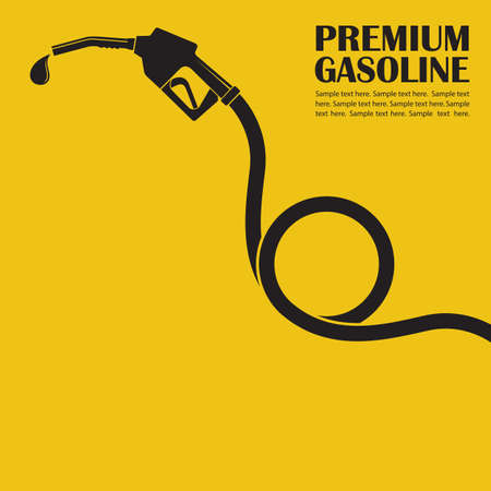gasoline fuel pump nozzle poster isolated on yellow backgroundのイラスト素材