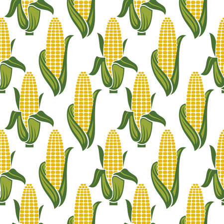 seamless pattern of corncob isolated on white backgroundのイラスト素材