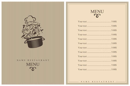 restaurant menu design with cooking process of vegetables on panのイラスト素材