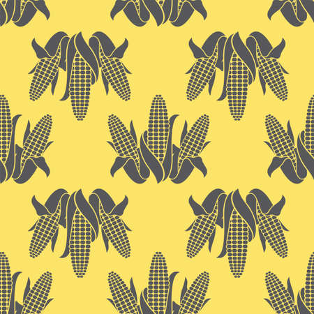 seamless pattern of corn cobs isolated on yellow backgroundのイラスト素材