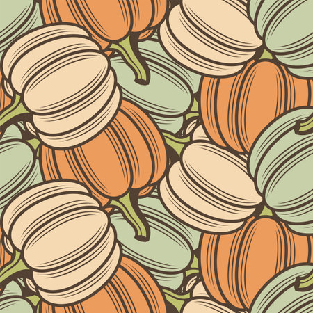 seamless pattern with vegetable pumpkinsのイラスト素材