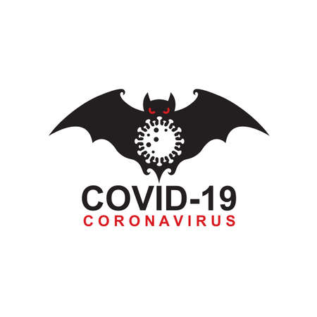 abstract coronavirus warning sign with bat isolated on white backgroundのイラスト素材