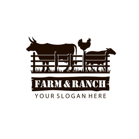 label of farm animals cow, chicken and sheep isolated on white backgroundのイラスト素材