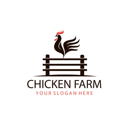 emblem of rooster on fence isolated on white backgroundのイラスト素材