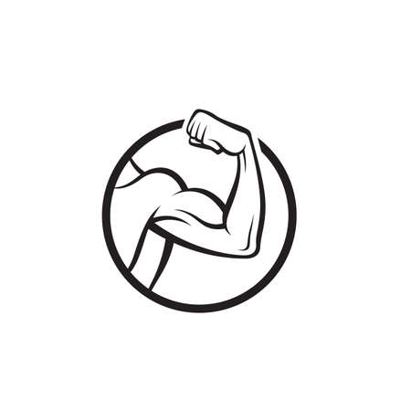 icon of strong arm with muscular biceps isolated on white backgroundのイラスト素材