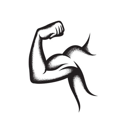 icon of strong arm with muscular biceps isolated on white backgroundのイラスト素材