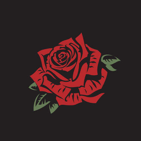 image of red rose bud isolated on black backgroundのイラスト素材