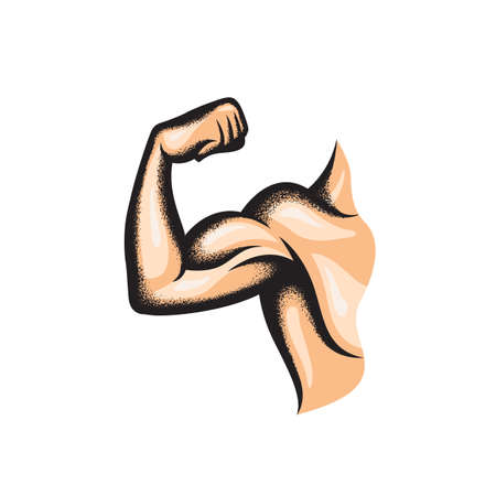 icon of strong arm with muscular biceps isolated on white backgroundのイラスト素材