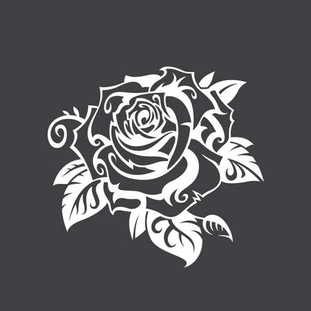 image of white rose bud isolated on black backgroundのイラスト素材