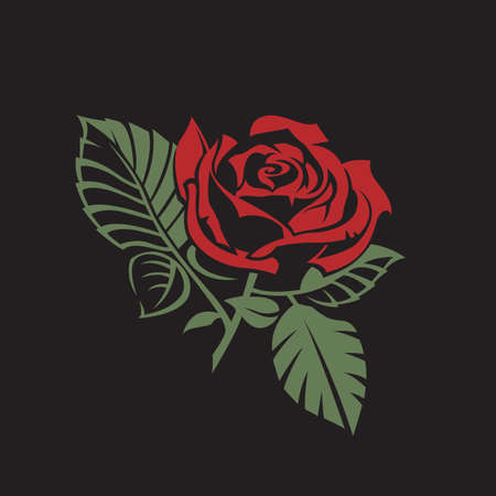 image of red rose bud isolated on black backgroundのイラスト素材